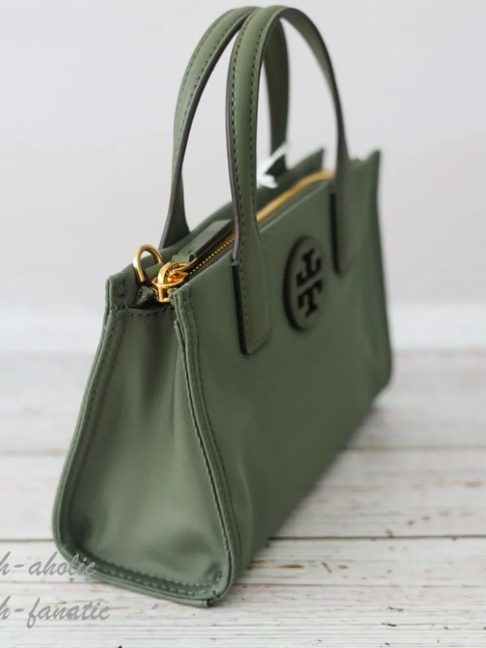 NWT Tory Burch Ella Nylon Mini Tote Crossbody Bag Purse in Palm Leaf Green